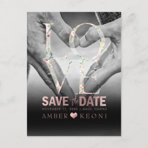PixDezines Botanique Faux Rose Gold Save the Date Announcement Postcard