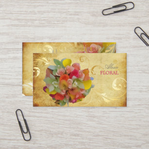 PixDezines Bridal Bouquet, florists/vintage Business Card