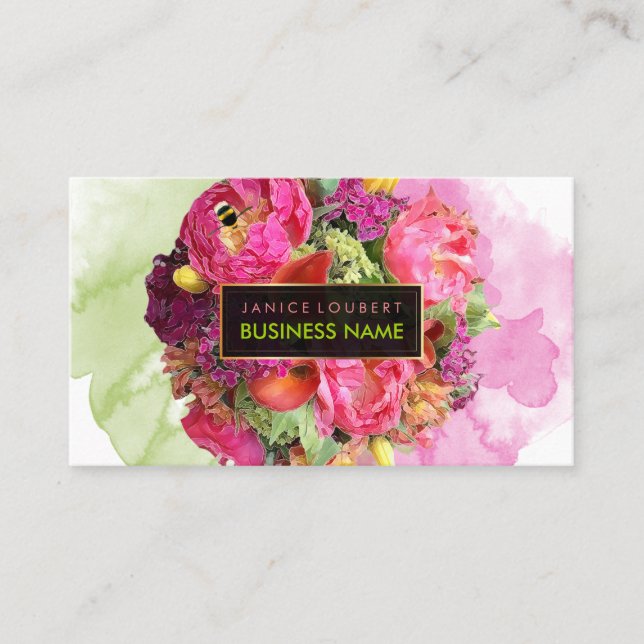 PixDezines bridal bouquet/watercolor/floral Business Card (Front)