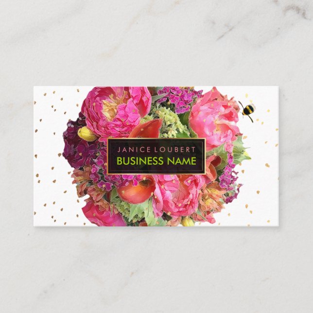PixDezines bridal bouquet/watercolor/floral Business Card (Front)