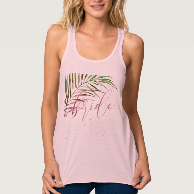 PixDezines Bridal Party, Bride+Palm Frond Singlet (Front)