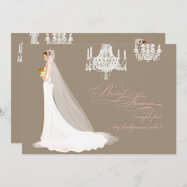 PixDezines bridal shower/DIY occasion+colour Invitation (Front/Back)