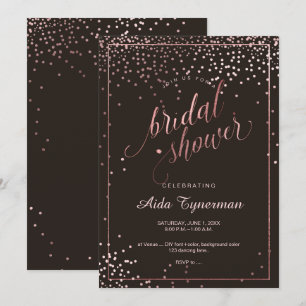PixDezines Bridal Shower Faux Rose Gold Confetti Invitation