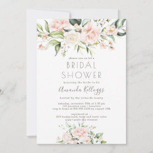 PixDezines Bridal Shower H2 Blush Cream Roses Invitation
