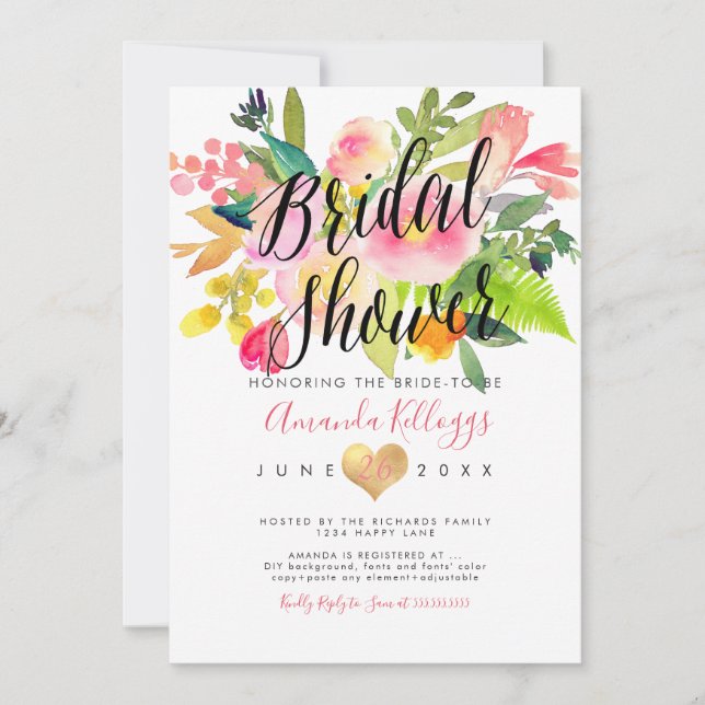 PixDezines Bridal Shower Spring Floral Invitation (Front)