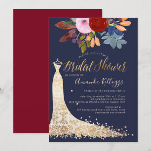 PixDezines Bridal Shower Watercolor Red+Blue Invitation