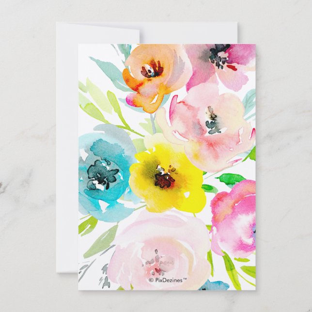 PixDezines Bridal Shower Watercolor Spring Floral  Invitation (Back)