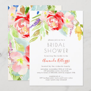 PixDezines Bridal Shower Watercolor Spring Floral Invitation