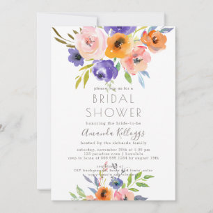 PixDezines Bridal Shower Watercolor Summer Peonies Invitation