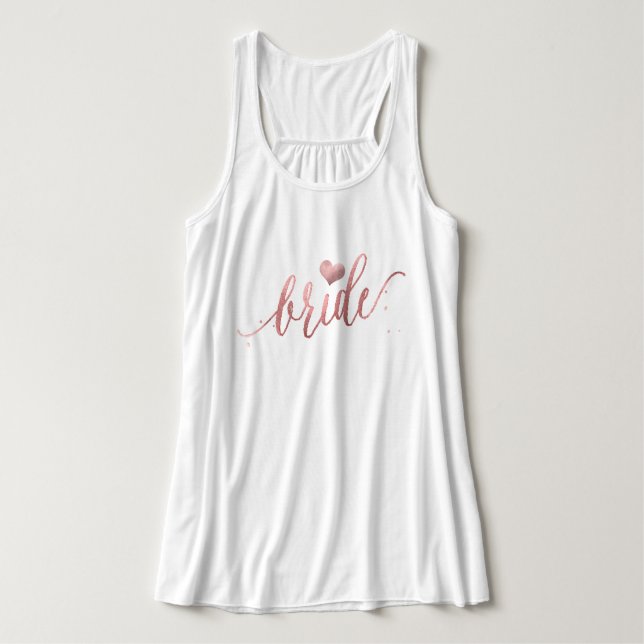 PixDezines Bride/Faux Rose Gold Script Singlet (Design Front)