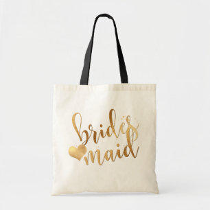 PixDezines Bridesmaid/Faux Gold Handwritten Script Tote Bag