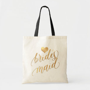 PixDezines Bridesmaid/Faux Gold Script Tote Bag