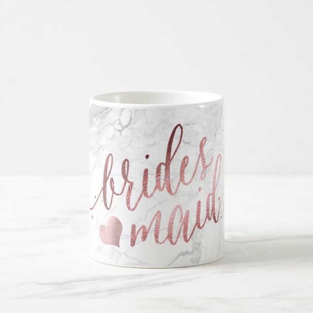 PixDezines Bridesmaid/Faux Rose Gold/Modern Script Coffee Mug (Center)