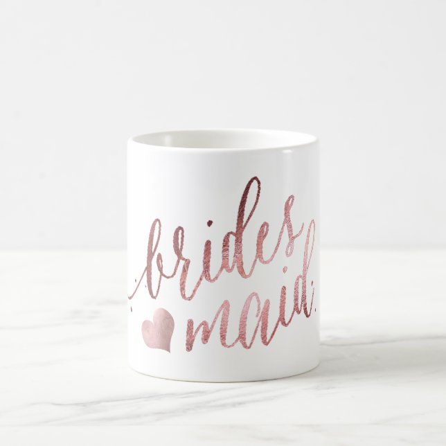 PixDezines Bridesmaid/Faux Rose Gold/Modern Script Coffee Mug (Center)