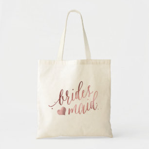 PixDezines Bridesmaid/Faux Rose Gold Script Tote Bag