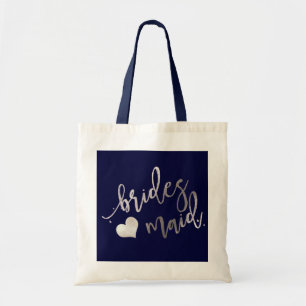 PixDezines Bridesmaid/Faux Silver Script Tote Bag