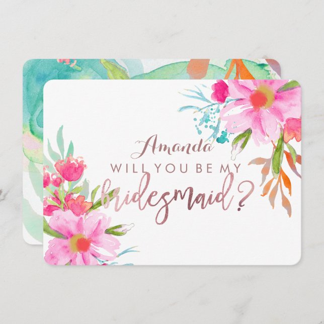 PixDezines Bridesmaid/Floral/Watercolor/May Flower Invitation (Front/Back)
