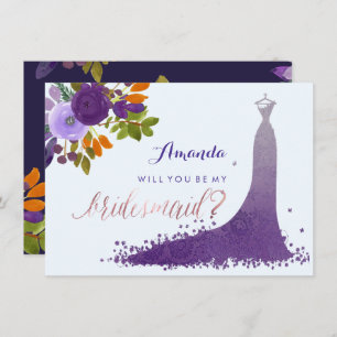 PixDezines Bridesmaid/Floral/Watercolor/Purple Invitation