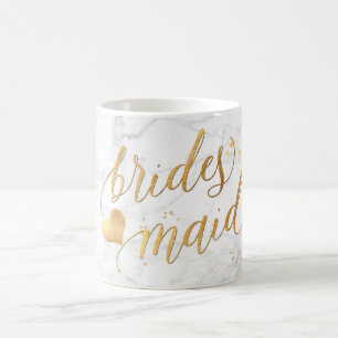 PixDezines Bridesmaid Marble+Faux Gold/Script Coffee Mug
