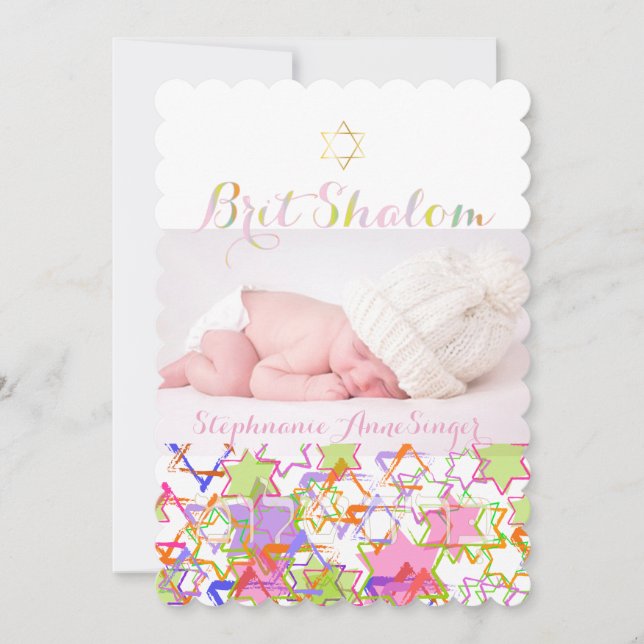 PixDezines brit shalom/grunge stars of david/photo Invitation (Front)