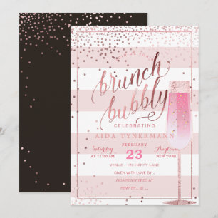 PixDezines Bruch+Bubbly Faux Rose Gold Confetti Invitation