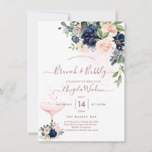 PixDezines Brunch Bubbly Navy Blush H2 flowers Inv Invitation
