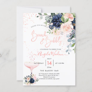 PixDezines Brunch Bubbly Navy Blush H2 flowers Inv Invitation