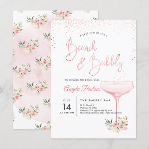 PixDezines Brunch Bubbly/Pink Champagne Glass Invitation