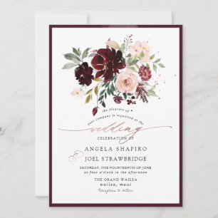 PixDezines Burgundy Blush Watercolor Flowers Invit Invitation