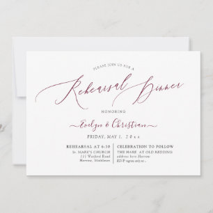 PixDezines Burgundy Calligraphy Rehearsal Dinner Invitation