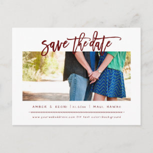 PixDezines Burgundy Modern Brush Script Announcement Postcard