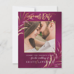 PixDezines Burgundy Palms/Photo save our date Save The Date