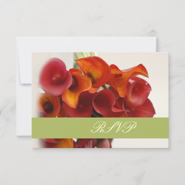 PixDezines burnt orange calla lily/DIY trim colour RSVP Card (Front)