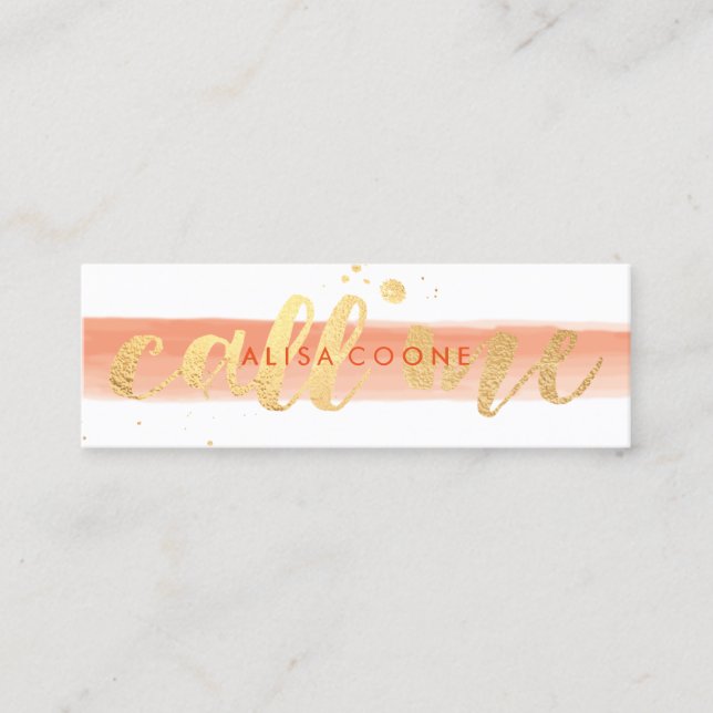 PixDezines call me dazzled faux gold Mini Business Card (Front)