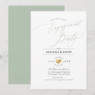 PixDezines Celadon Green Engagement Party Invitation