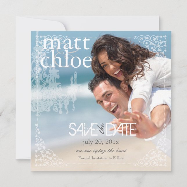PixDezines Chadelier+Filigree/save date Save The Date (Front)