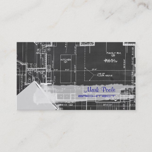 PixDezines chalkboard architect blueprints Business Card (Front)