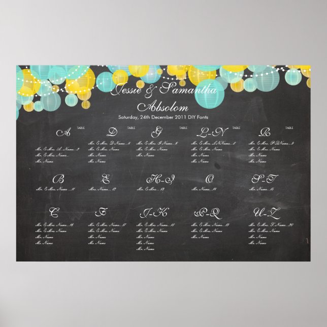 PixDezines chalkboard+lanterns/seating chart (Front)