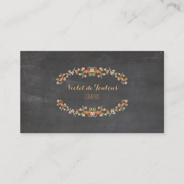 PixDezines Chalkboard+Petite Fleurs Business Card (Front)