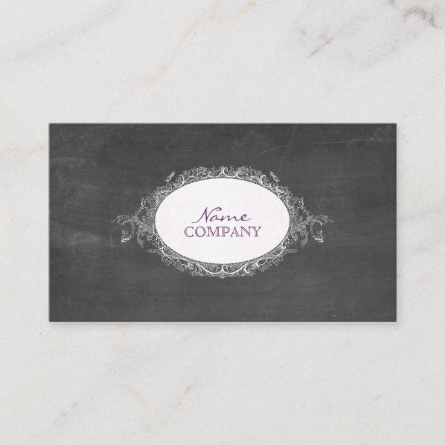 PixDezines chalkboard+rococo frame Business Card (Front)
