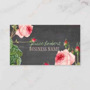 PixDezines Chalkboard/Vintage Roses Business Card