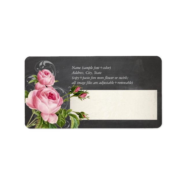 PixDezines chalkboard+vintage roses Label (Front)