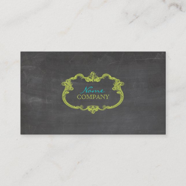 PixDezines chalkboard+whimsical frame Business Card (Front)
