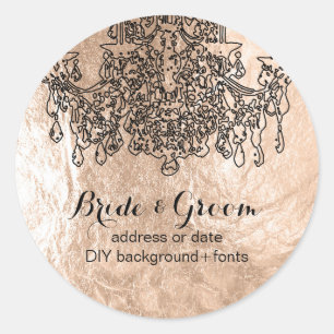 PixDezines chandelier/faux champagne foil Classic Round Sticker