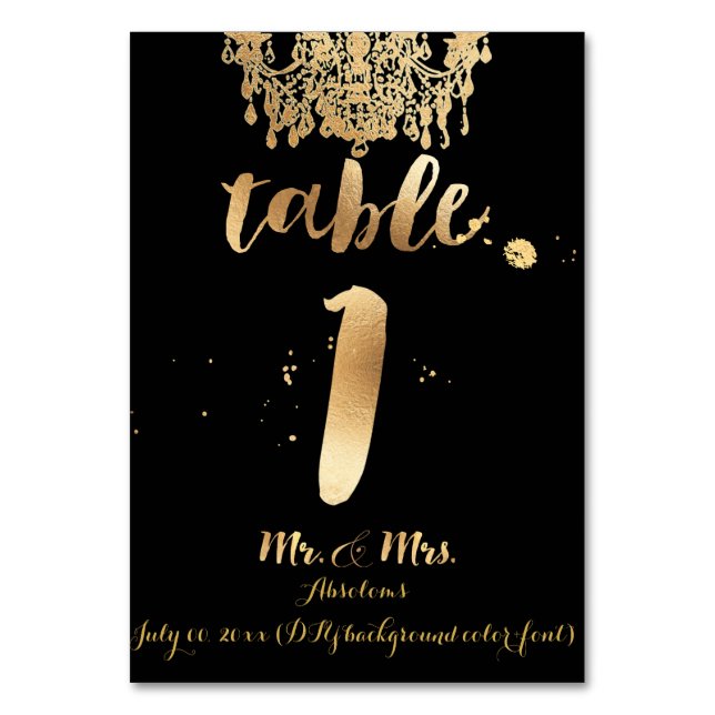 PixDezines Chandelier/Faux Gold/table 1 Table Number (Front)