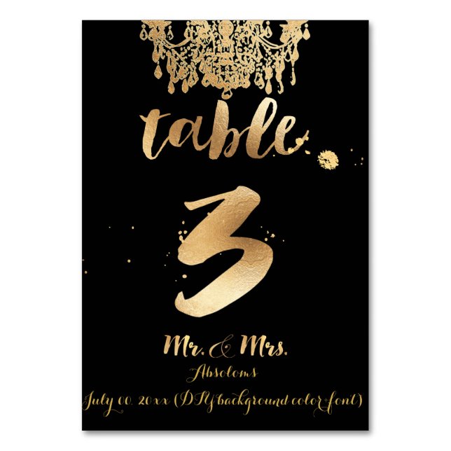 PixDezines Chandelier/Faux Gold/table 3 Table Number (Front)