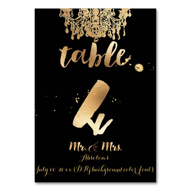 PixDezines Chandelier/Faux Gold/table 4 Table Number (Front)