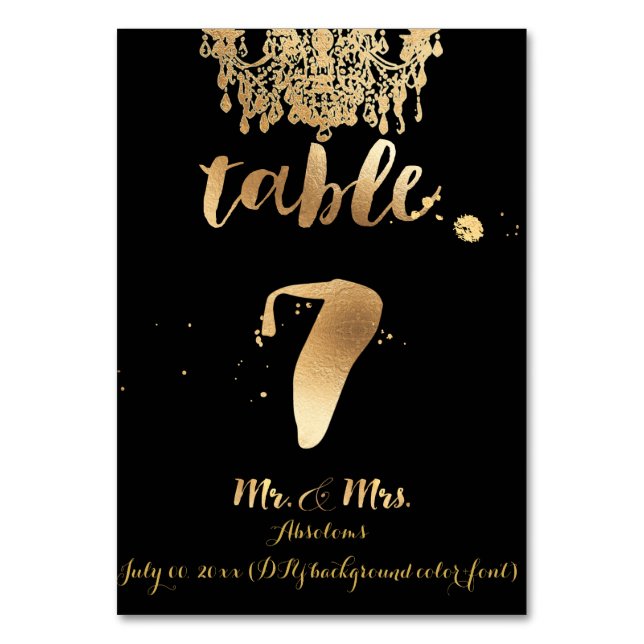 PixDezines Chandelier/Faux Gold/table 7 Table Number (Front)