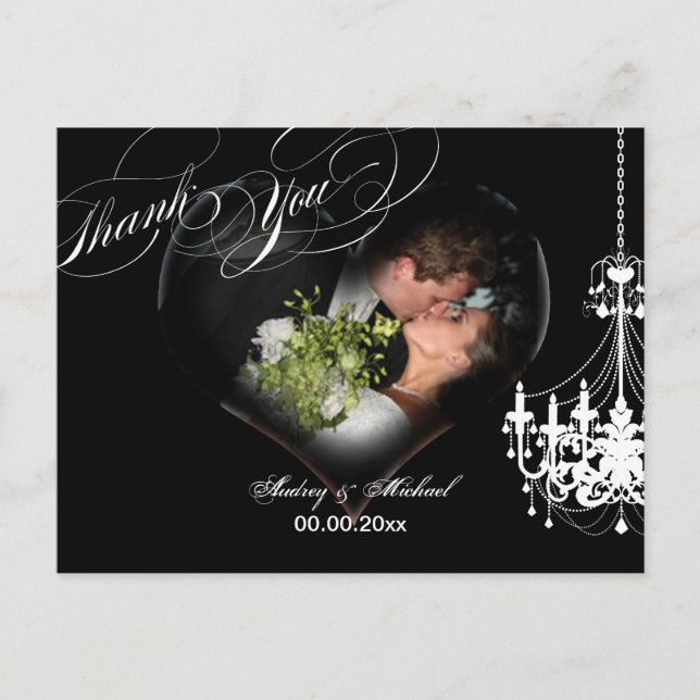 PixDezines Chandelier Heart Photo Frame/Thank you Postcard (Front)