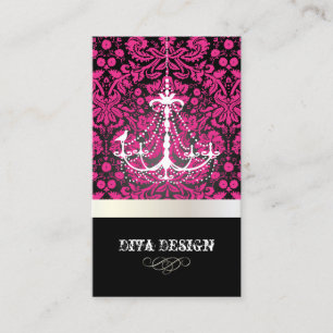 PixDezines Chandelier + lace damask /pearl + white Business Card
